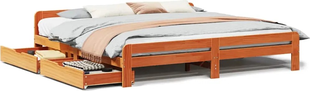 vidaXL Cadru de pat fără saltea, maro ceruit 200x200 cm lemn masiv pin