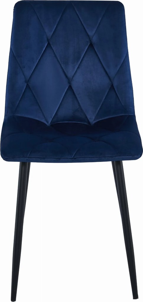 OFERTA Scaun de masa albastru din catifea LIBRA, cu picioare negre, a doua calitate