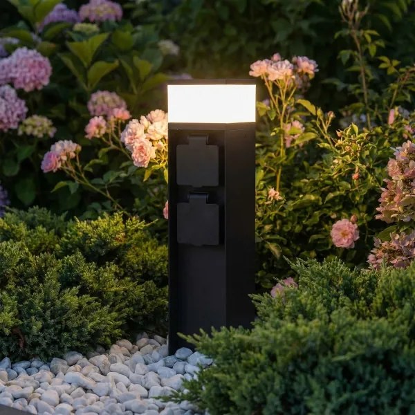 Brilagi - Lampă de exterior cu 2 prize SCHUKO, 1xG9/11W/230V, IP44, neagră