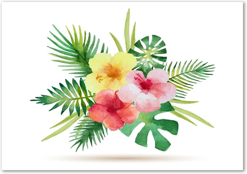 Tablou pe sticlă acrilică Flori hawaii