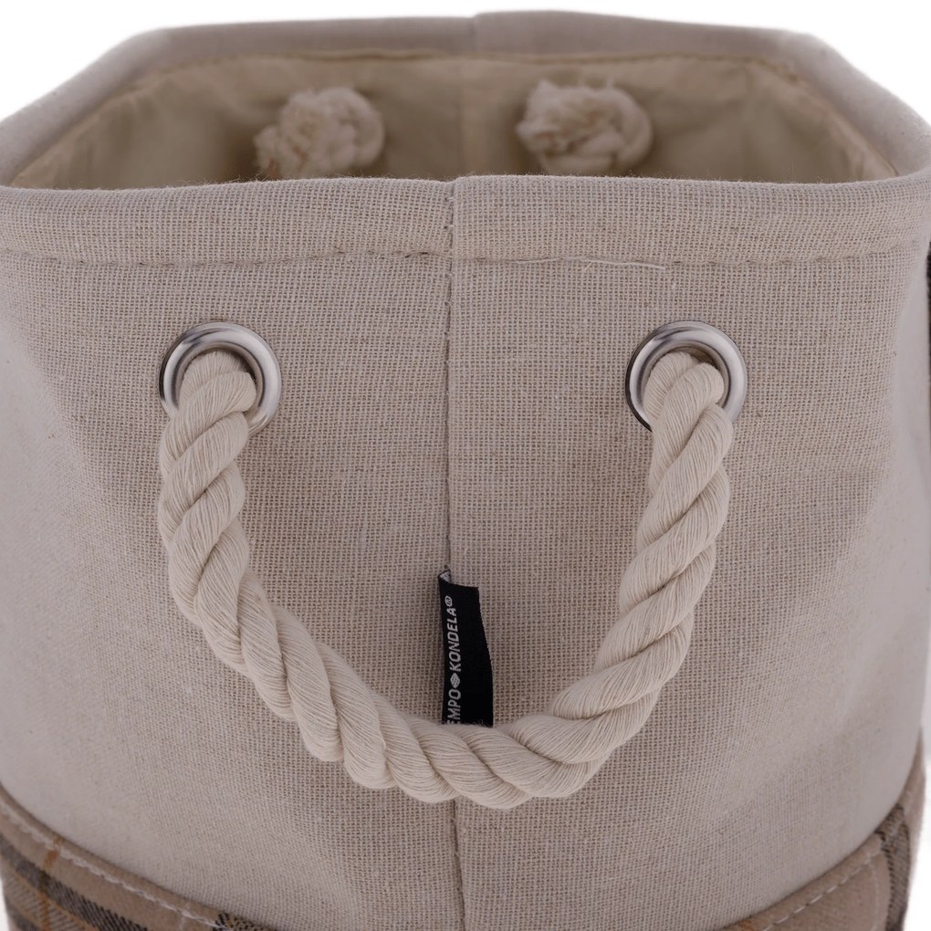 TEMPO-KONDELA MOLIS, coşuri din stofă cu mânere, set 2 buc., bej/maro