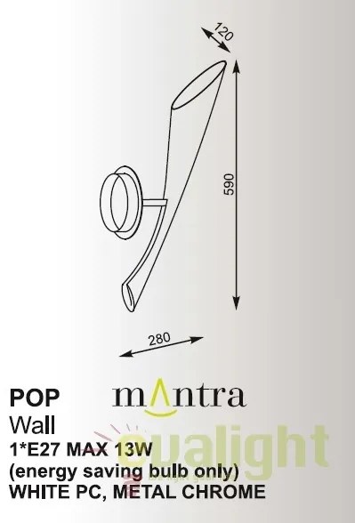 Aplica de perete design modern POP alba 0923 white