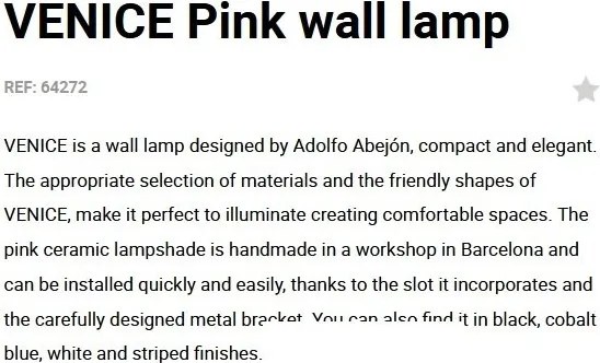 Aplica de perete design modern VENICE Pink