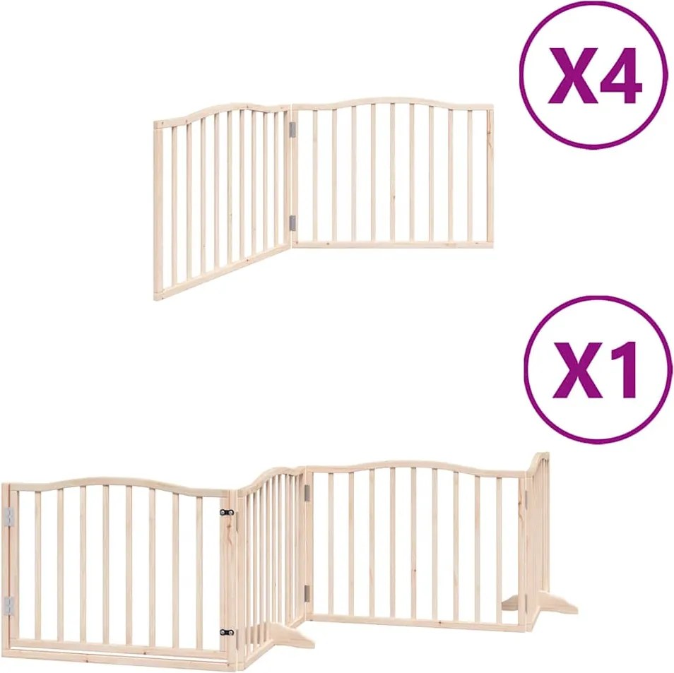 vidaXL Poartă de câini pliabilă cu ușă, 12 panouri, 960 cm, lemn plop