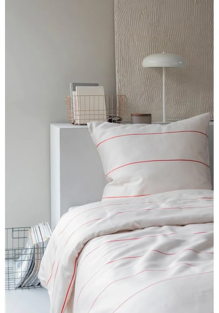 Lenjerie de pat roșie/bej din bumbac satinat pentru pat de o persoană 140x200 cm Align – Mette Ditmer Denmark
