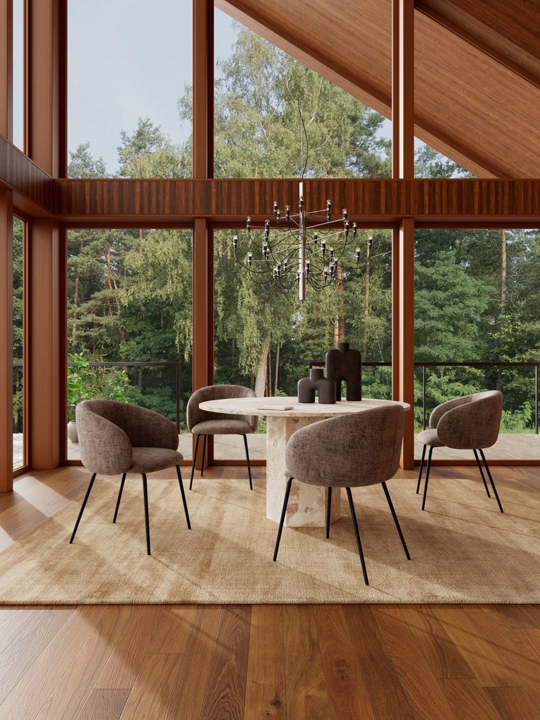 MAZZONI EXPORT CLARA Maro Stins (țesătură Juto 24)/picioare negre - SCAUN MODERN ADÂNC TAPIȚAT PENTRU SALON/LIVING/BIROU LOFT