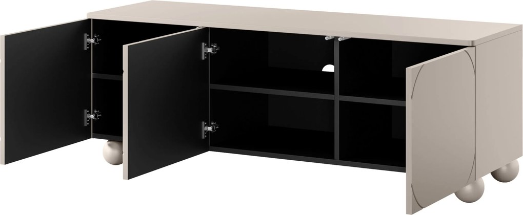 Comodă TV cu 3 uși Sonatia II 150 cm cu picioare sferice - casmir