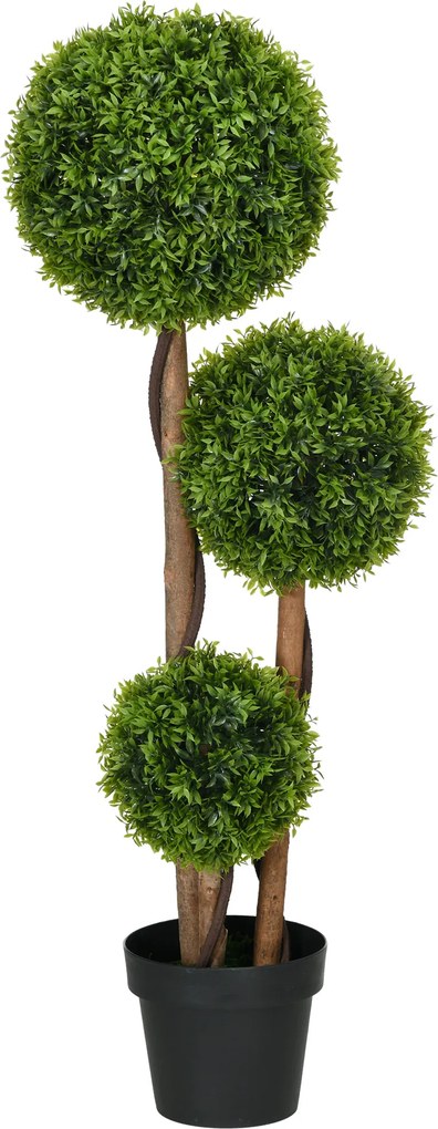 HOMCOM Plantă Artificială de Buxus cu 3 Ffere și Frunze de Bambus | Aosom Romania