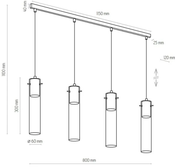 Lustră pe cablu LOOK GRAPHITE 4xGU10/10W/230V