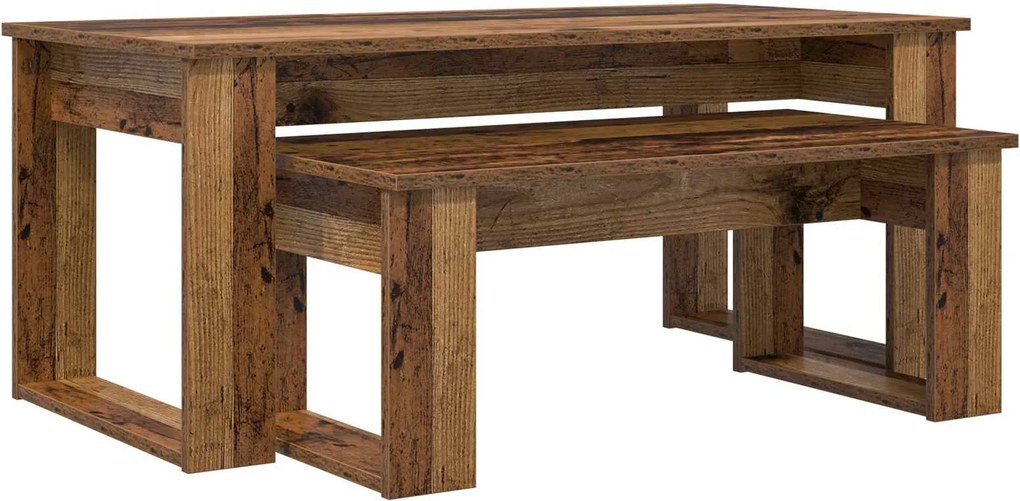 vidaXL Set de măsuțe de cafea 2 pcs Lemn vechi Lemn compozit