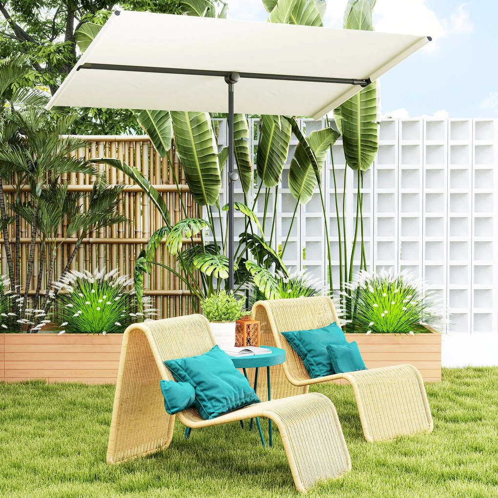 Outsunny Umbrelă de soare 180 de grade rotativă, înălțime reglabilă, umbrelă de grădină cu stâlp de aluminiu 150x205 cm Bej | Aosom Romania