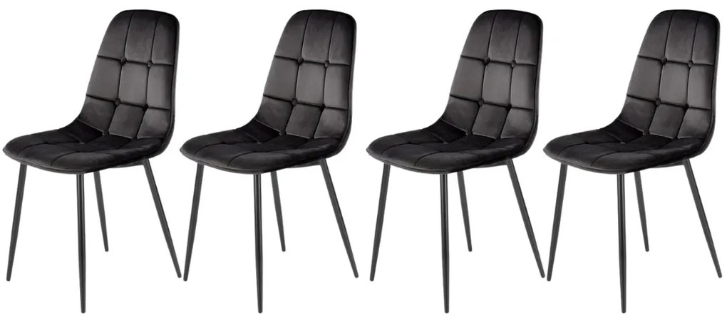 Set 4 scaune K417 velvet negru
