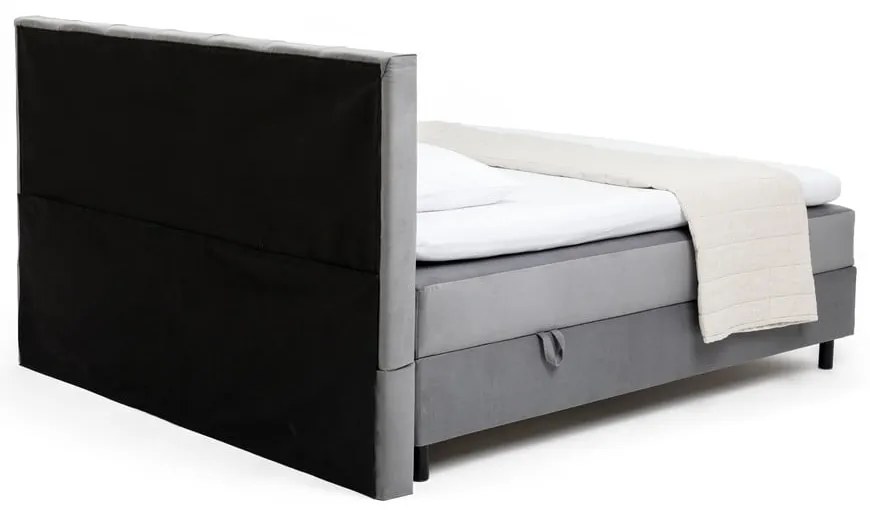 Pat boxspring gri cu spațiu de depozitare 160x200 cm Elva Bold Line – Bonami Selection