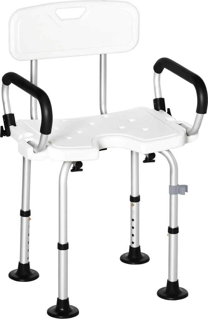 Scaun de dus reglabil pe inaltime cu spatar si brate captusite, ventuze pentru picioare, alb HOMCOM | Aosom Romania