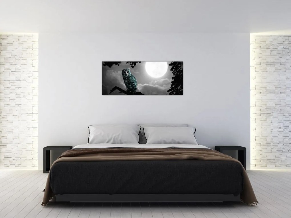 Tablou - Bufniță de noapte, albastru (120x50 cm)