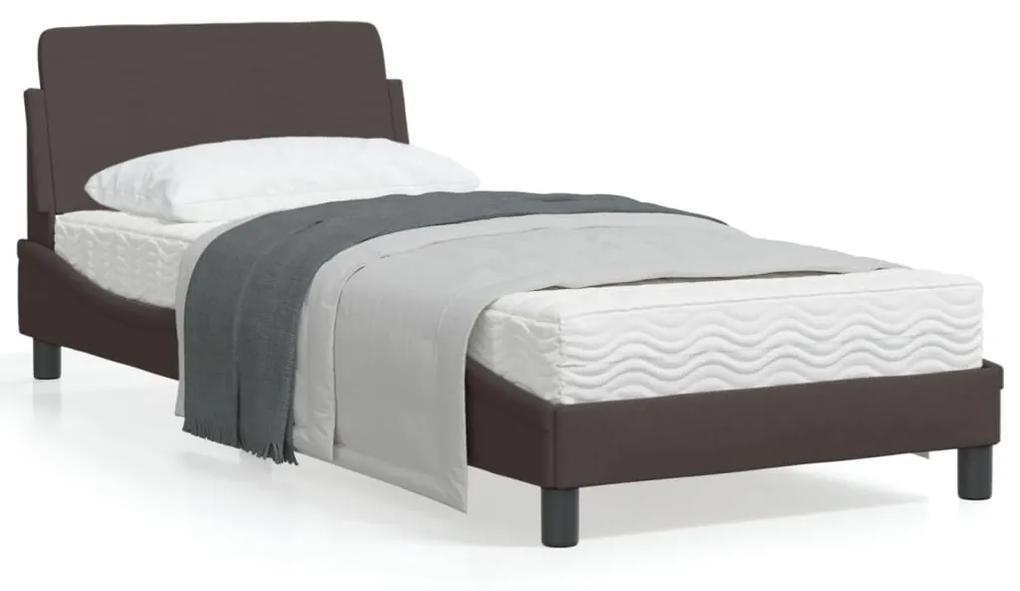 373108 vidaXL Cadru de pat cu tăblie, maro închis, 90x200 cm, textil