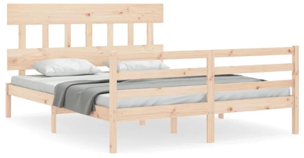 3195161 vidaXL Cadru de pat cu tăblie, king size, lemn masiv