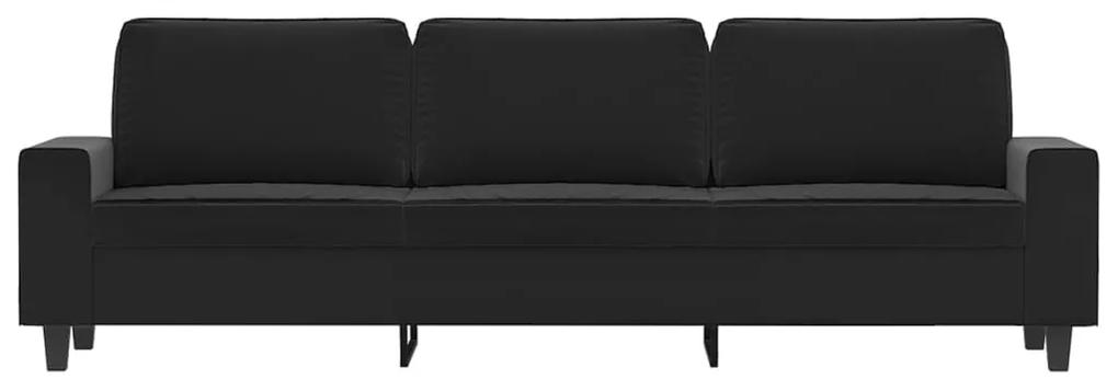 Canapea cu 3 locuri, negru, 210 cm, tesatura microfibra Negru, 244 x 77 x 80 cm