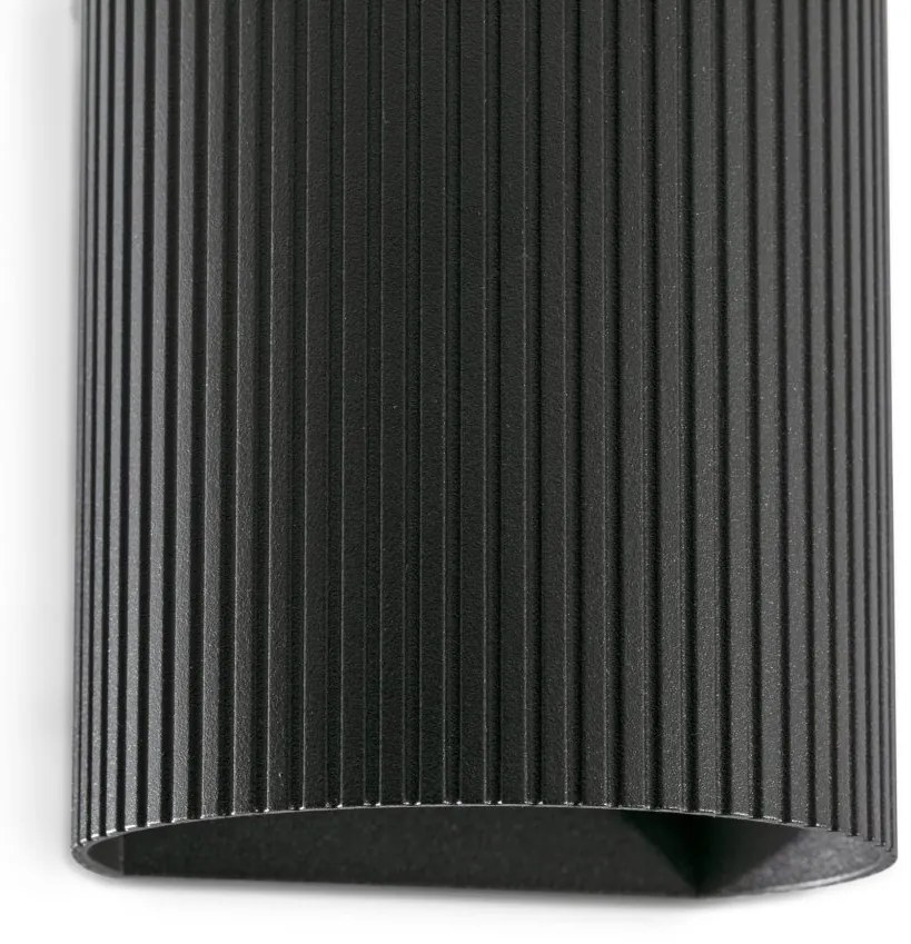 Aplica perete aluminiu striat negru, 1xGU10, SOLE round