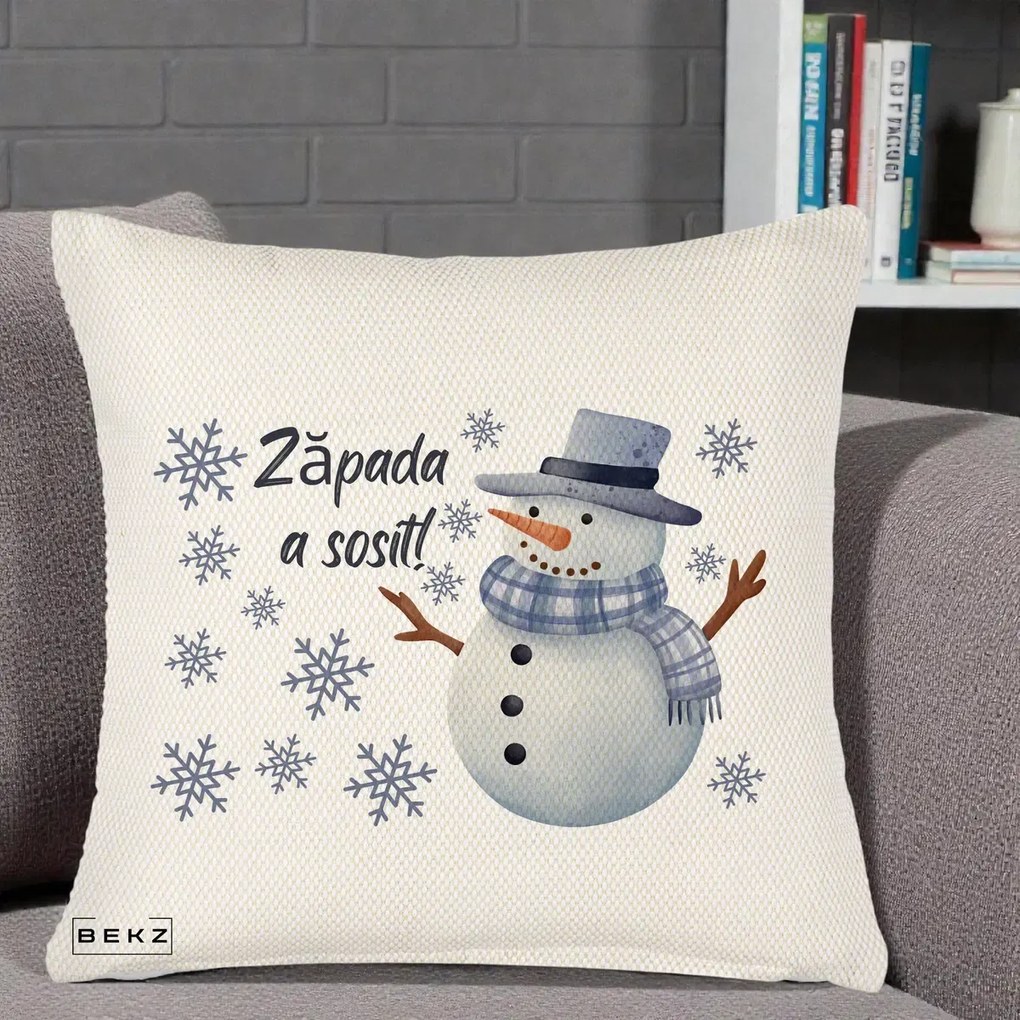 Perna Decorativa Zapada a Sosit Om de Zapada, 40x40 cm, Crem Reliefat, Husa Detasabila, Perna Inclusa, BEKZ®