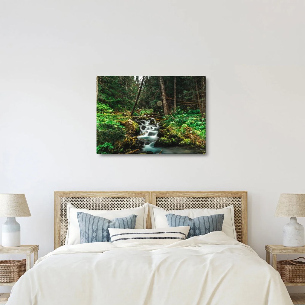 Tablou cu pârău în pădure (70x50 cm)