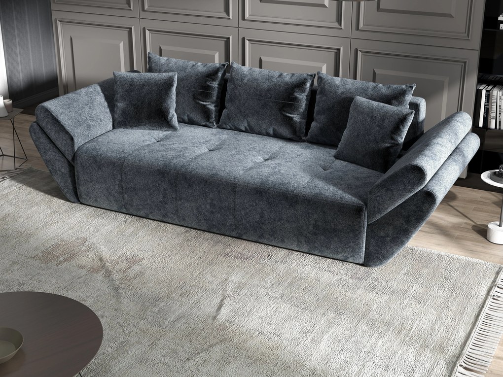 Canapea extensibilă dumonde cu ladă de depozitare si sezut confortabil din spuma high-density, Berlin Euphoria Grafit 250x100 cm