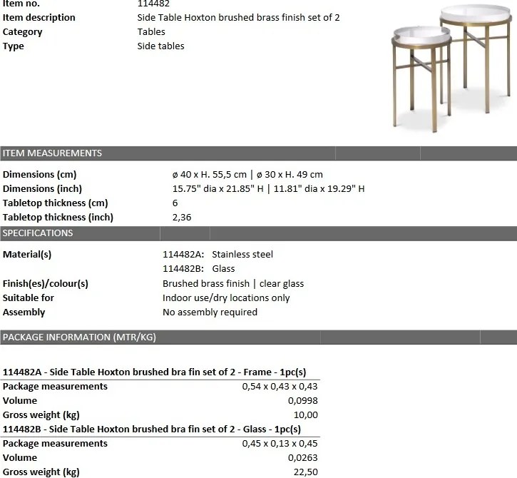 Set de 2 masute laterale design LUX Hoxton alama 114482 HZ