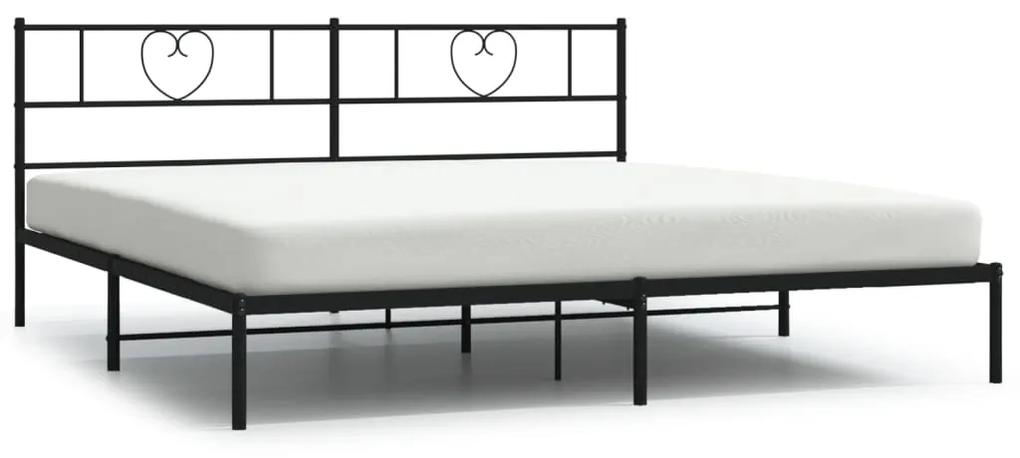 355469 vidaXL Cadru de pat metalic cu tăblie, negru, 193x203 cm