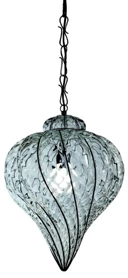 Lustră pe lanț SIRU GOCCIA 1xE27/60W/230V d. 25 cm transparent/maro sticlă venețiană