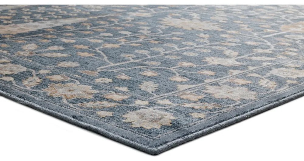 Covor din viscoză Universal Vintage Flowers, 140 x 200 cm, albastru