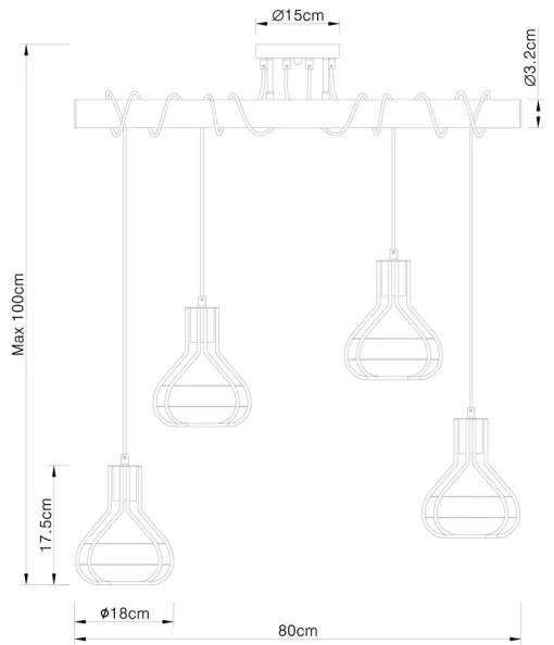 Lustră pe cablu Globo 15388-4D CLASTRA 4xE27/60W/230V