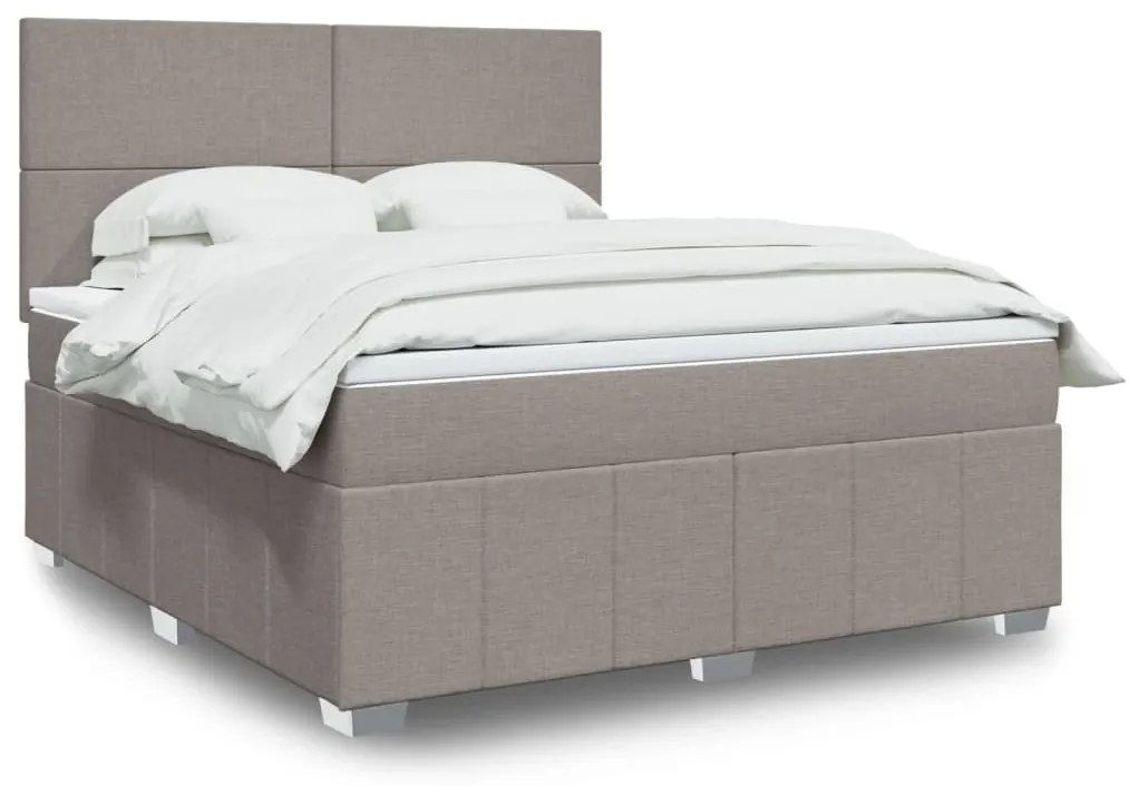 vidaXL Pat continental cu saltea, gri taupe, 180x200 cm, textil