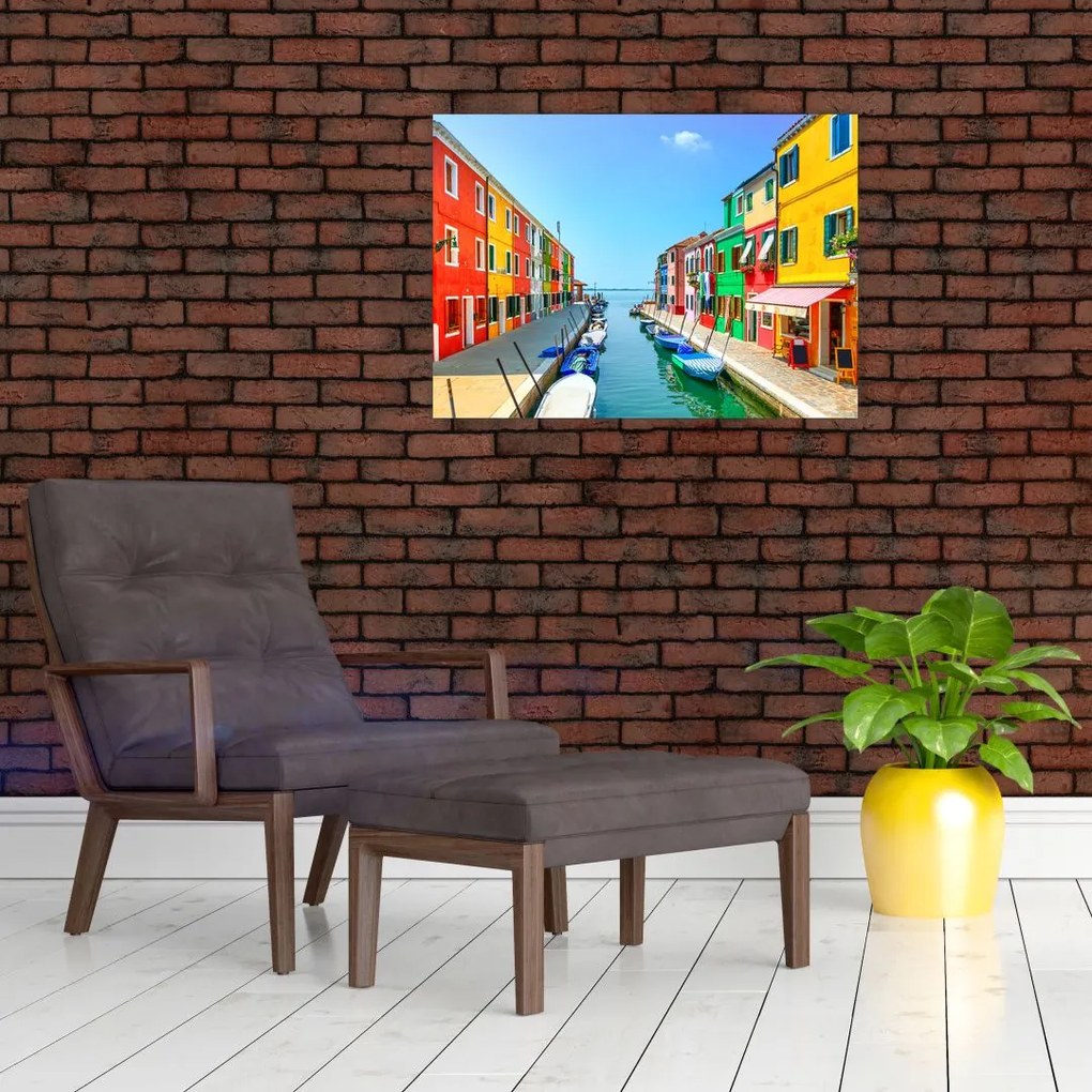 Tablou pe sticlă - Insula Burano, Veneția, Italia (70x50 cm)