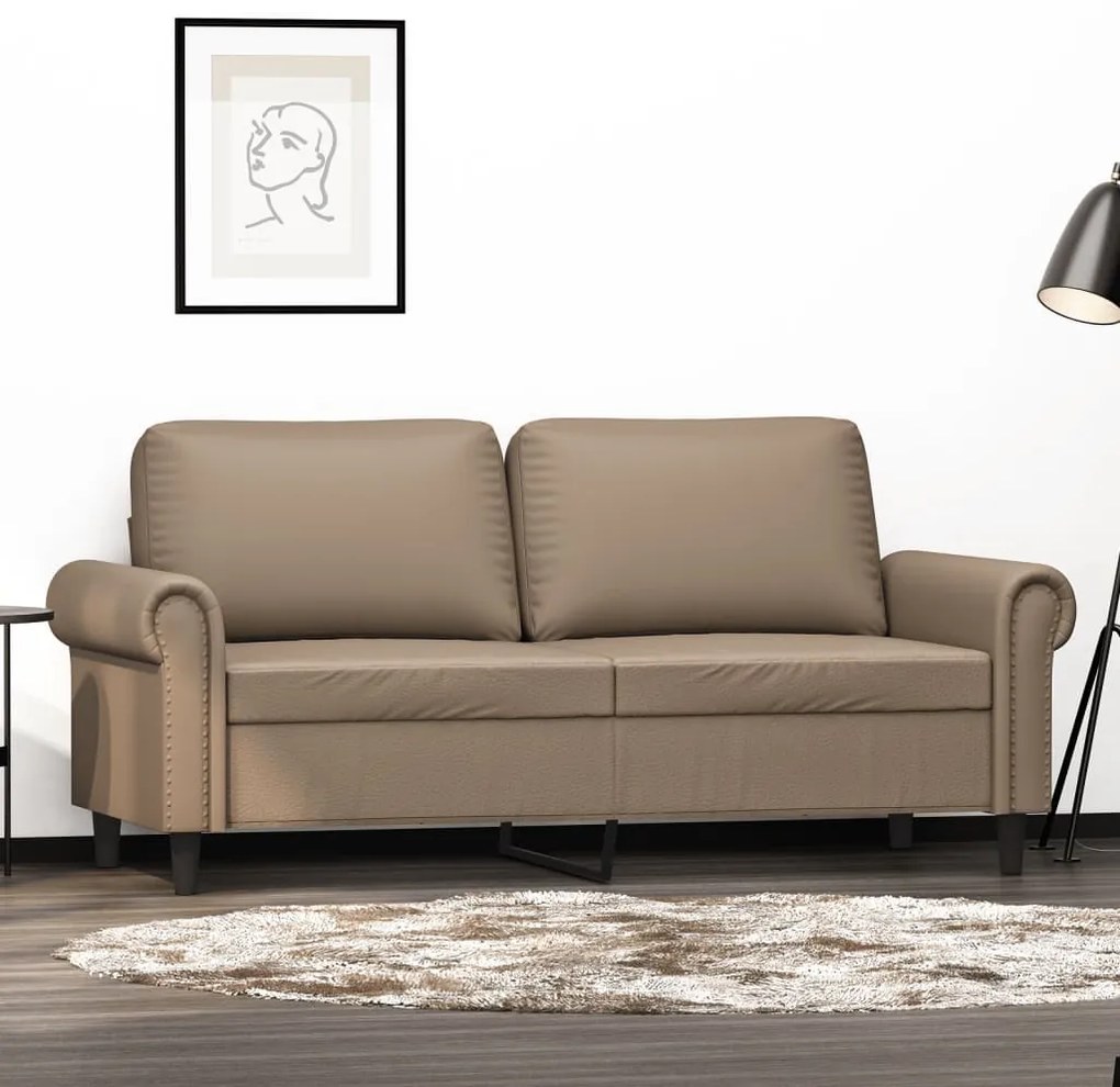 359508 vidaXL Canapea cu 2 locuri, cappuccino, 140 cm, piele ecologică