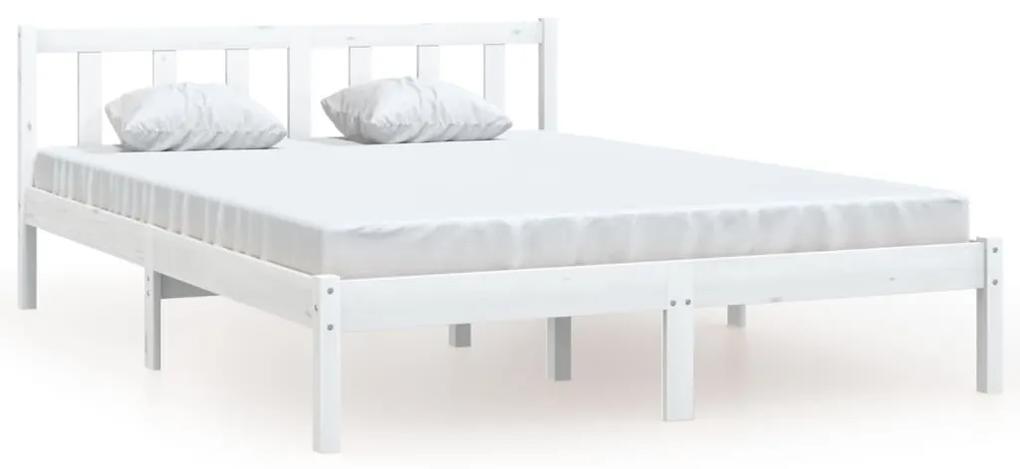 Cadru de pat, alb, 140x190 cm, lemn de pin masiv