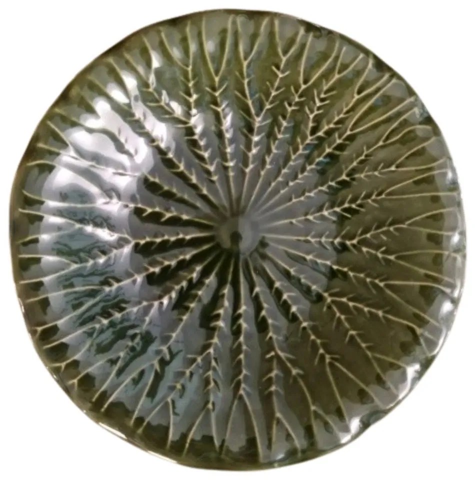 Platou Leaf din ceramica verde 25.5 cm