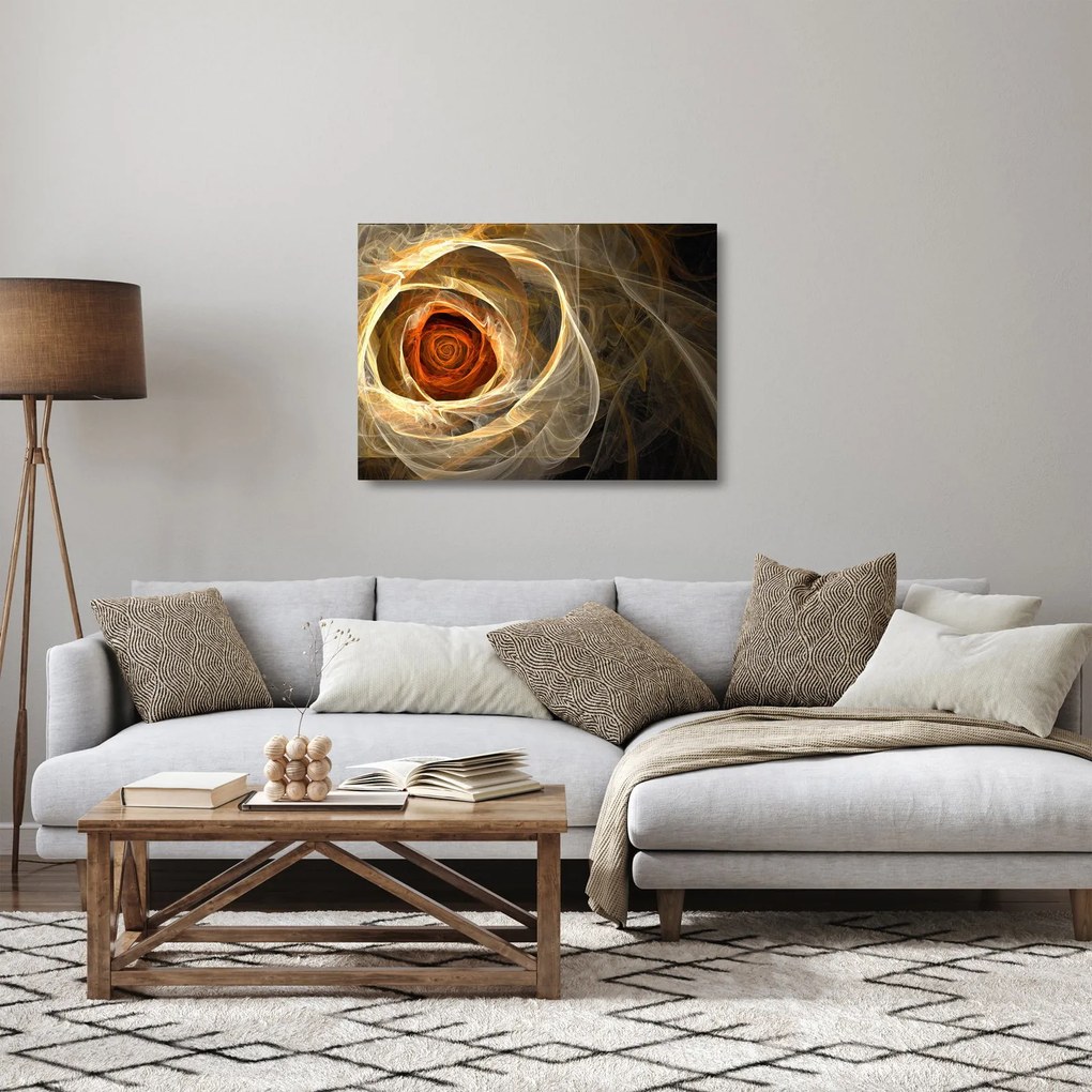 Tablou pe sticlă - Trandafiri abstracți în culori aprinse (70x50 cm)