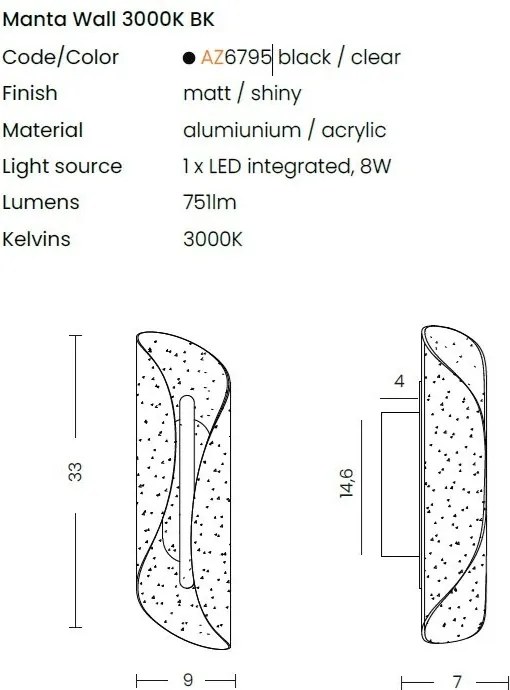 Aplica LED de perete design modern MANTA