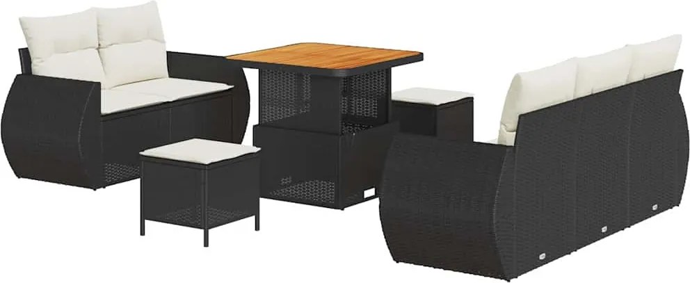 vidaXL Set de canapele pentru grădină 8 pcs Negru poliratan