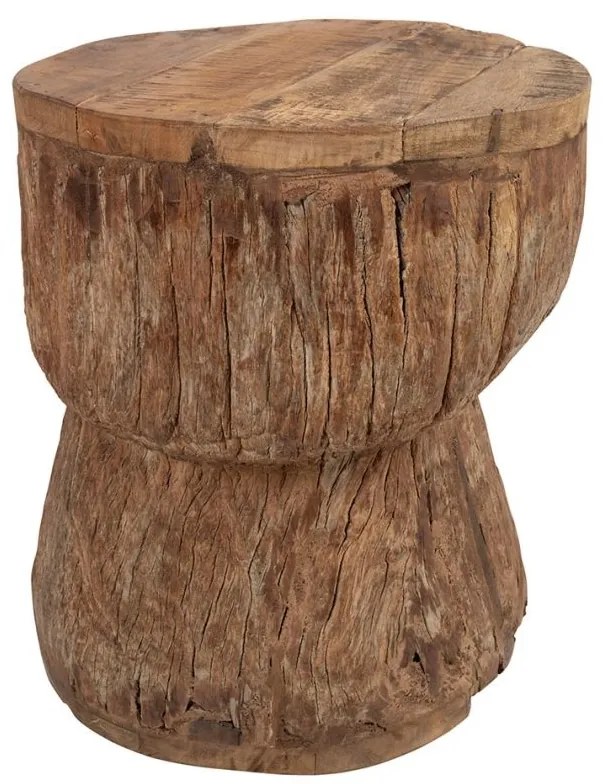 Masuta de cafea din lemn reciclat, 40 cm, aspect rustic