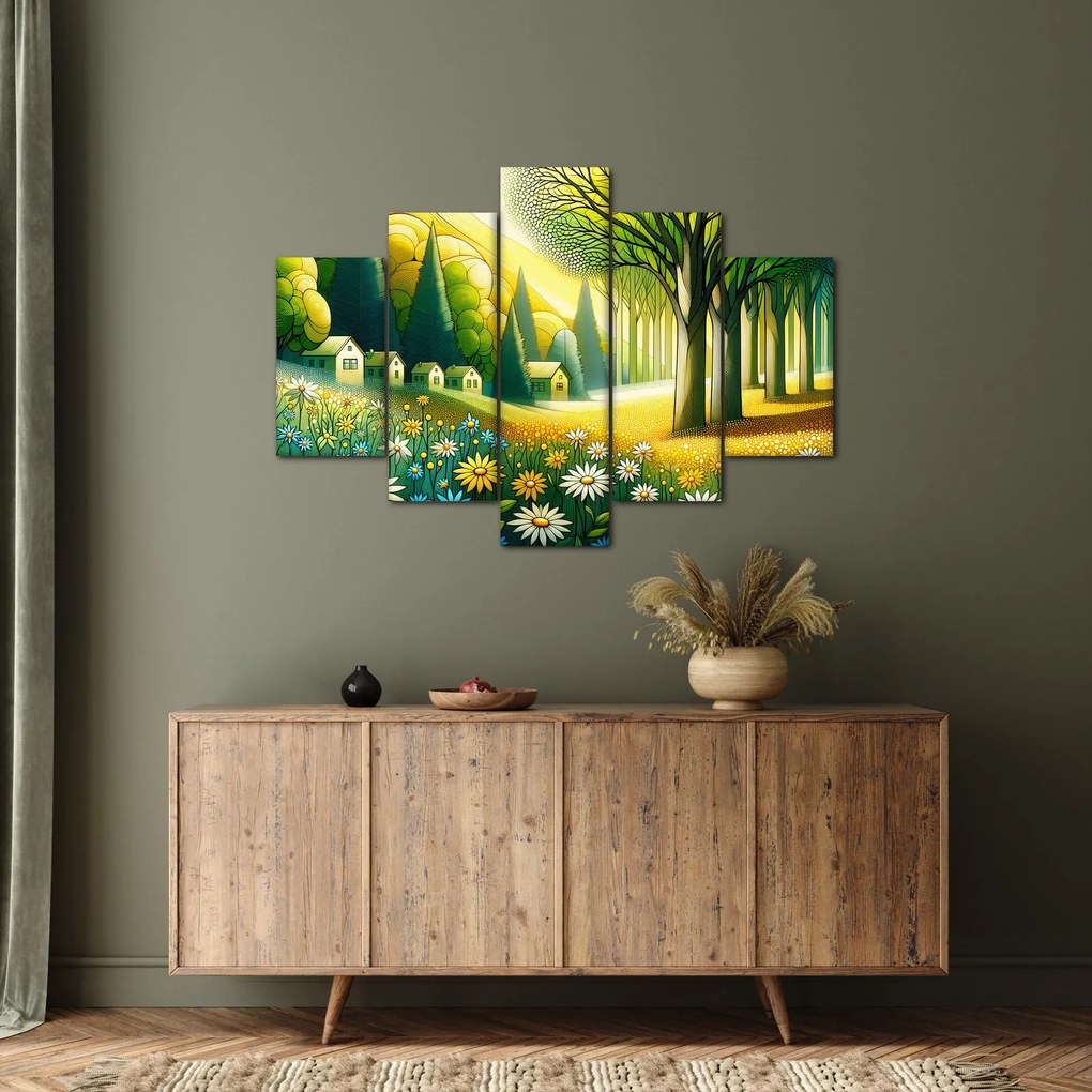 Tablou - Sat în galben-verde (150x105 cm)