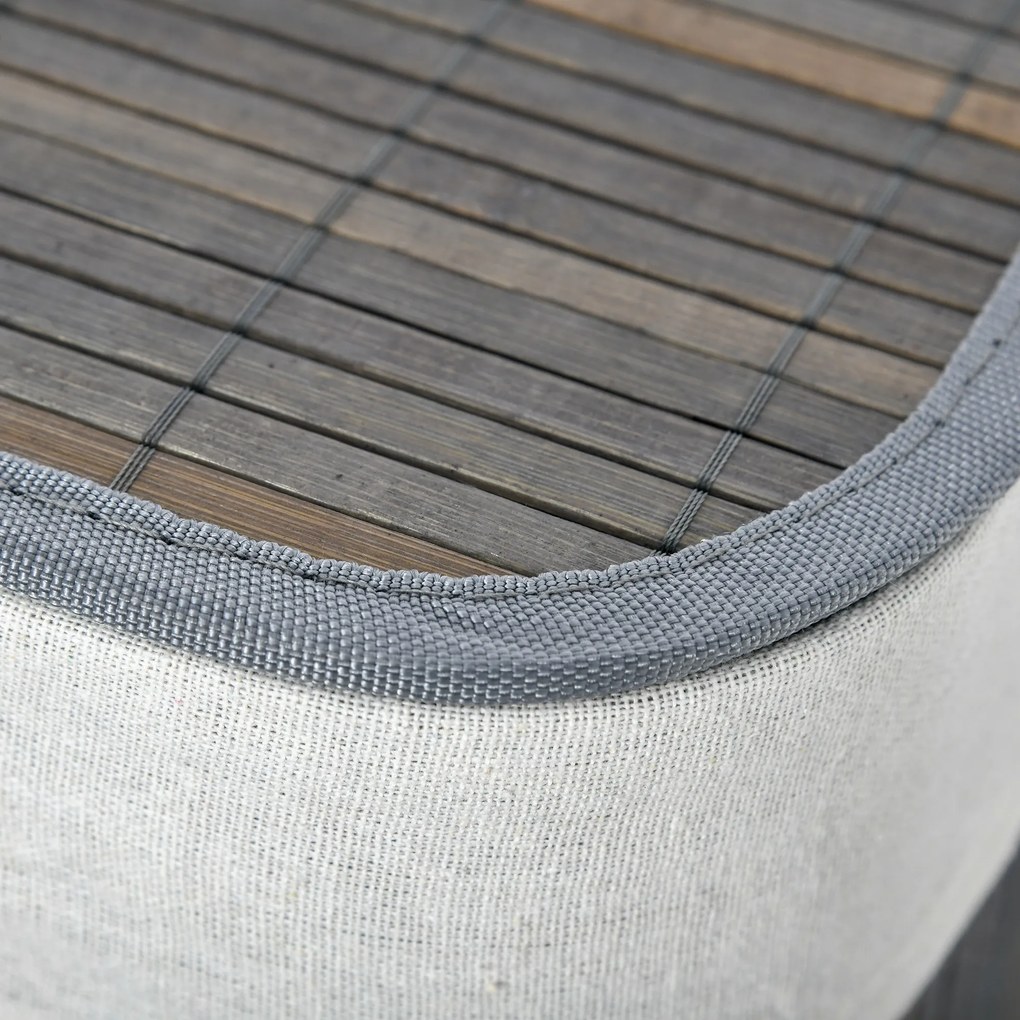 HOMCOM Cos de rufe 100L cu 2 cosuri bambus pliabil capac maner cu sac detasabil si lavabil gri | Aosom Romania