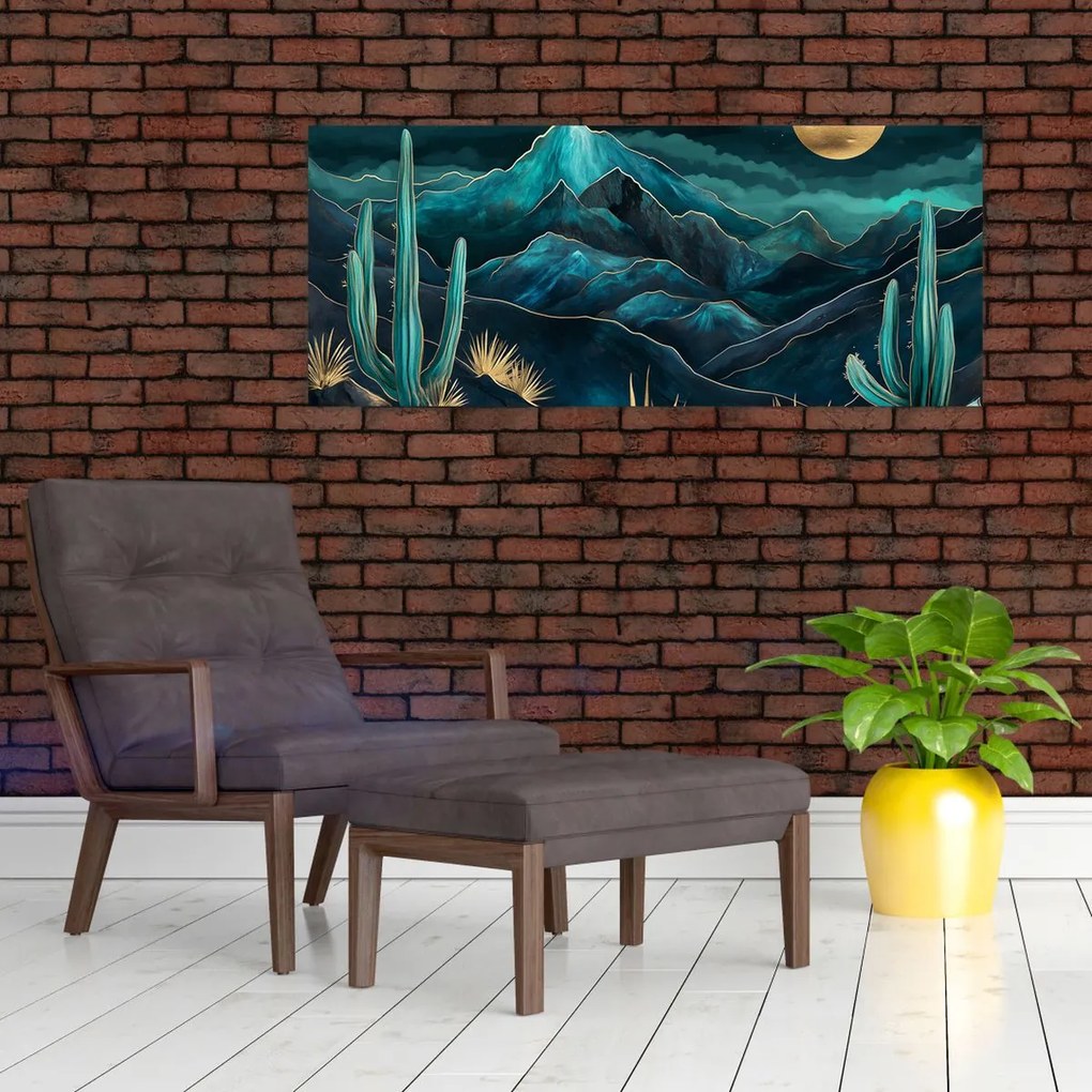 Tablou - Noapte turcoaz (120x50 cm)