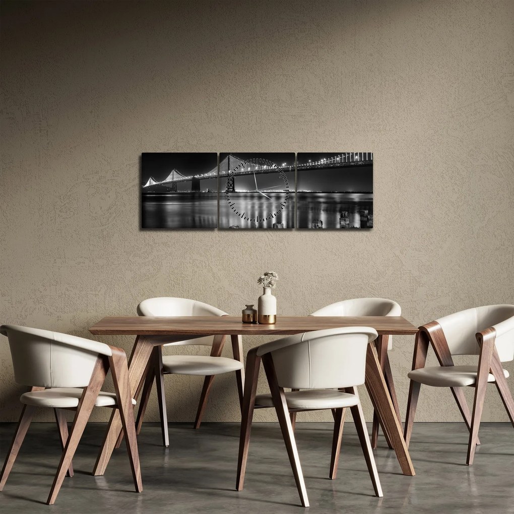 Tablou - pod albnegru (cu ceas) (90x30 cm)