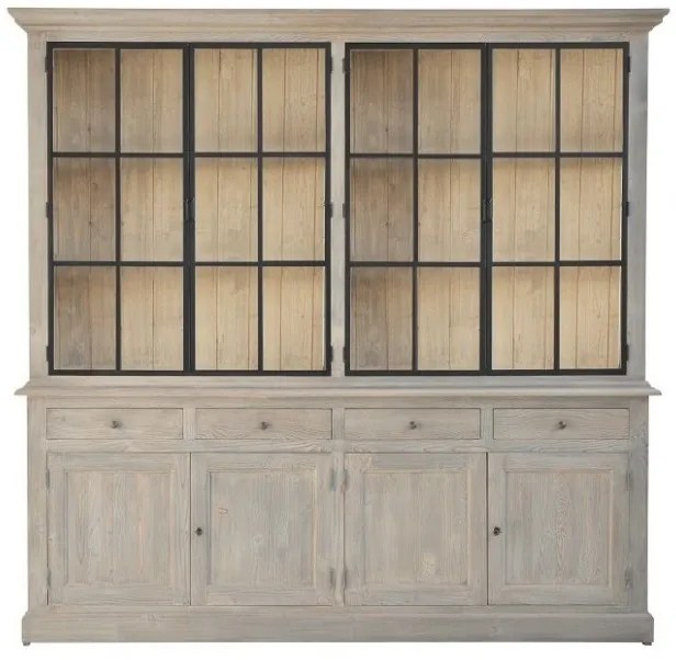 Vitrina, natur, din lemn masiv de pin, aspect vintage, Luberon