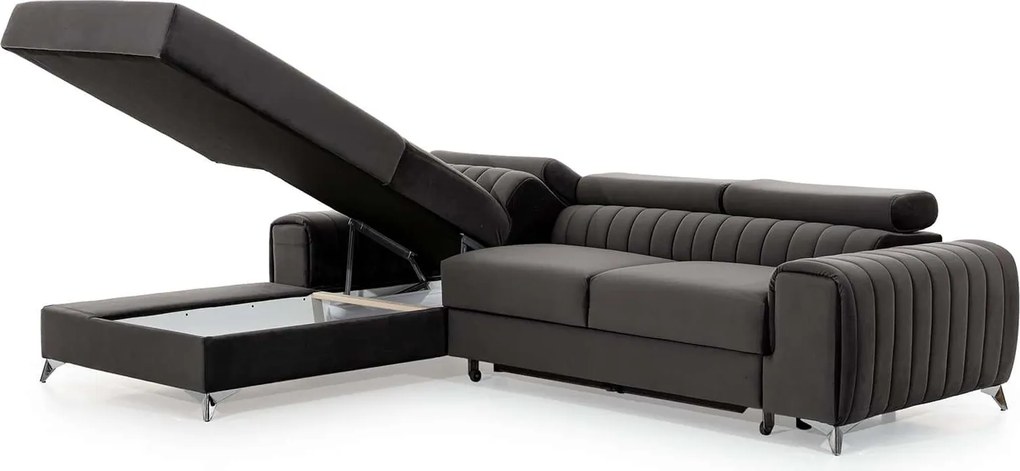 Colțar lemn masiv Gray Extensibil Ladă de Depozitare Personalizabil, 278 × 205 × 92 cm - Nube 45, Stânga