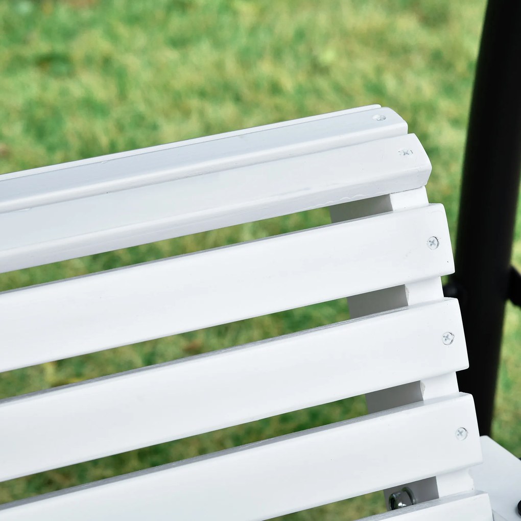 Outsunny Leagăn Suspendat pentru Exterior din Lemn de Brad cu Măsuță Rabatabilă și Suporturi pentru Pahare, Leagăn pentru Grădină sau Terasă cu 2-3 Locuri, Alb | Aosom Romania