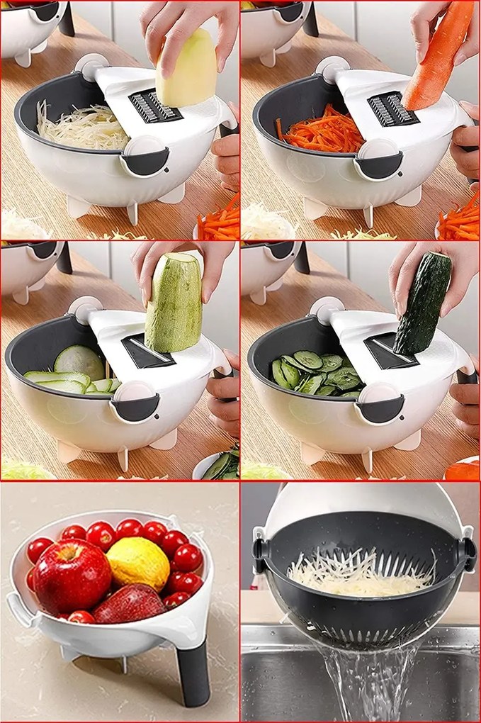 Feliator de legume multifuncțional cu strecurător