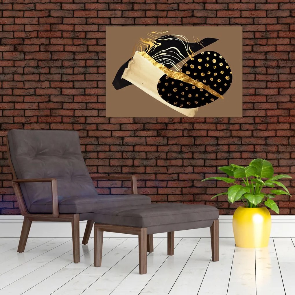 Tablou - Abstracție maro auriu N⁰1 (90x60 cm)