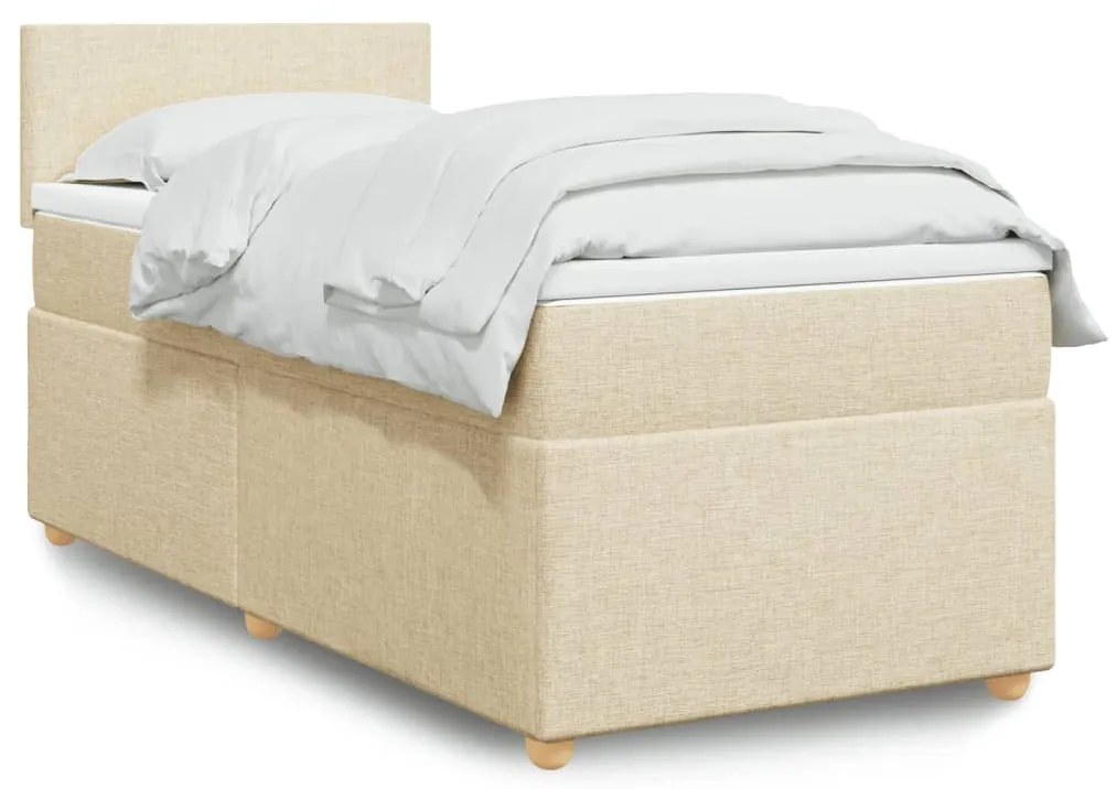 3288861 vidaXL Pat box spring cu saltea, crem, 90x200 cm, textil